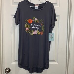 Soho Apparel Soft Floral Be Joyful Always Lounge Sleep Dress Gray Orange White